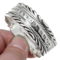 Hammered Navajo Pattern All Silver Bracelet 35493