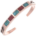 Navajo Ladies Turquoise Coral Copper Bracelet 35605