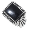 Navajo Black Onyx Sterling Mens Ring 35622