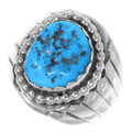 Kingman Turquoise Nugget Navajo Mens Ring 35748