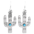 Turquoise Silver Cactus Earrings 39253
