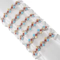 Colorful Gemstone Mix Inlay Silver Bracelet 39322