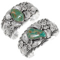 Native American Sterling Silver Green Turquoise Bracelets 39419