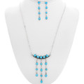 Sterling Silver Turquoise Zuni Dangle Necklace Set 39546