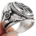 Native American Black and Silver Cross Ring 39590