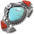Native American Turquoise Coral Cuff Bracelet 39687