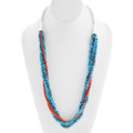 Turquoise Coral Five Strand Navajo Necklace 39804