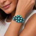 Navajo Turquoise Cluster Ladies Silver Bracelet 39811