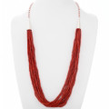 Native American Coral Heishi Necklace 39844