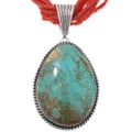 Turquoise Sterling Silver Navajo Pendant Coral Necklace