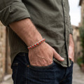 Handsome Sterling Silver Coral Mens Cuff 39963