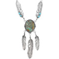 Number 8 Turquoise Sterling Silver Feather Necklace 40239