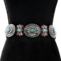 Native American Silver Turquoise Concho Belt 40448