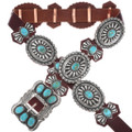 Spiderweb Turquoise Silver Navajo Concho Belt 40448
