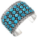 Navajo Turquoise Cluster Sterling Silver Cuff Bracelet 40528