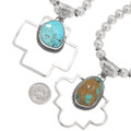 Turquoise Silver Cutout Pendant on Bead Necklace 40653