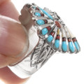 Sterling Silver Turquoise Coral Chief Ring 40690