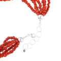 Coral Nuggets Beaded Necklace Sterling Silver Accents 40837