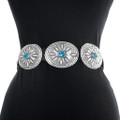 Native American Silver Turquoise Concho Belt 41050
