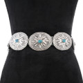 Native American Silver Turquoise Concho Belt 41050