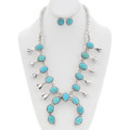 Navajo Sleeping Beauty Turquoise Squash Blossom Necklace 28948