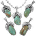 Green Turquoise Sterling Silver Pendant Chain Included