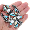 Turquoise Multistone Inlay Knifewing Design Sterling Silver Pendant 41158