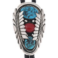 Natural Turquoise Coral Silver Bolo Tie 41309
