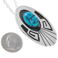 Navajo Overlay Design Arizona Turquoise Pendant with Chain 41486