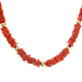 12KGF Round Bead Natural Coral Necklace 41558