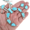 Natural Sky Blue Turquoise Squash Blossom Jewelry Set 39986