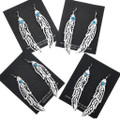 Native American Sterling Silver Long Feather Earrings 30213