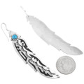 Authentic Navajo Made Silver Feather Turquoise Earrings Artist Rose Singer Signed 30213