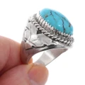 Natural Turquoise Sterling Silver Mens Ring 42017