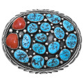 Turquoise Coral Cluster Belt Buckle 29121