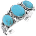 Navajo Three Stone Kingman Turquoise Bracelet 26658