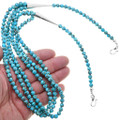 Natural Turquoise Sterling Silver Fancy Beaded Necklace 39867