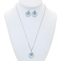 Sleeping Beauty Turquoise Circle Hoop Earring and Pendant Set 42245