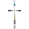 Native American Inlaid Multistone Inlay Cross Pendant 41288