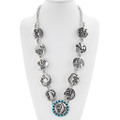 Sterling Silver Hopi Symbols Squash Blossom Necklace 42401