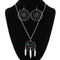 Sterling Silver Dreamcatcher Necklace Earrings Set 42463