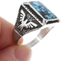 Turquoise Sterling Silver Native American Eagle Mens Ring 42533