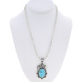 Southwest Sterling Silver Turquoise Pendant with Chain 42640