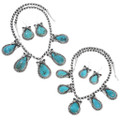 Teardrop Shape Turquoise Navajo Necklace Earrings Combo 42661