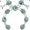 Turquoise Sterling Silver Navajo Squash Blossom Necklace 41557