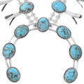 Turquoise Sterling Silver Navajo Squash Blossom Necklace 41557