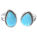 Intricate Hand Carved Wave Pattern Teardrop Turquoise Ring 42712