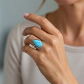 Real Turquoise Wave Ring Womens 42712