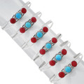 Red Coral Arizona Turquoise Southwest Ladies Bracelet 42904