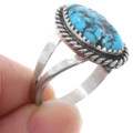 Turquoise Sterling Silver Navajo Made Ladies Ring 42929